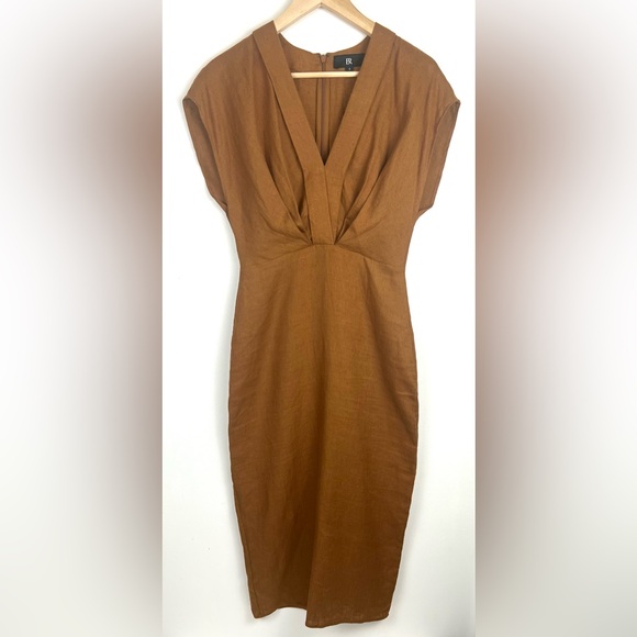 Banana Republic Mari Draped Linen Midi Dress - Picture 2 of 13